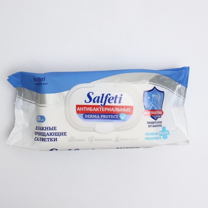 Влажные салфетки Salfeti, антибактериальные, 100 шт. Влажные салфетки Salfeti, антибактериальные, 100 шт.