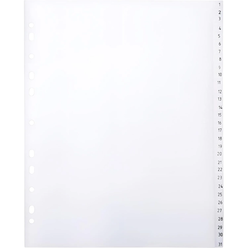 Разделитель листов из прозрач.пласт. с индексами  , А4+ цифровой 1-31