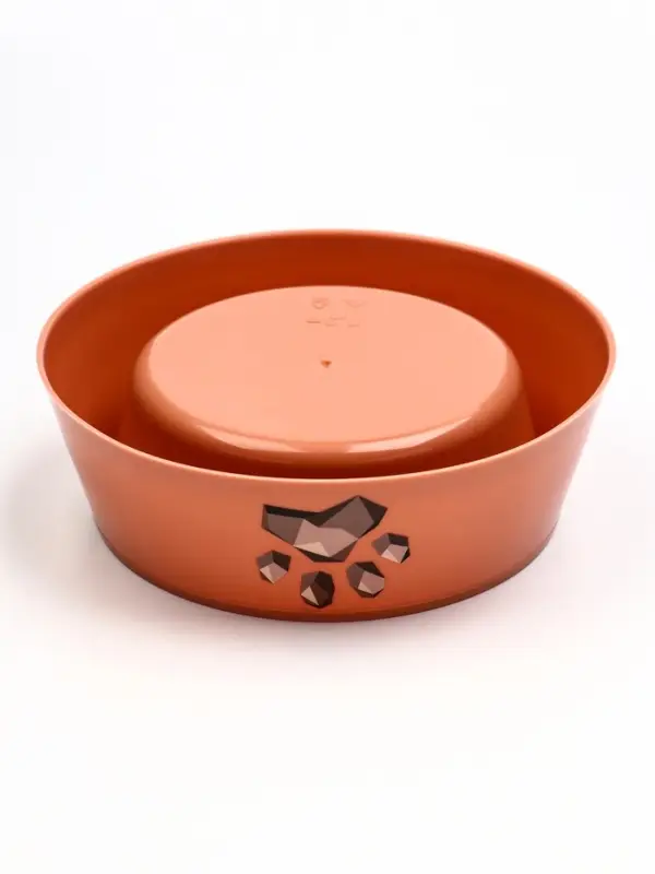 Миска для кошек &laquo;Мур-мяу&raquo;, 300 мл, 14.5&times;14.5&times;4 см, пластик, кирпичная