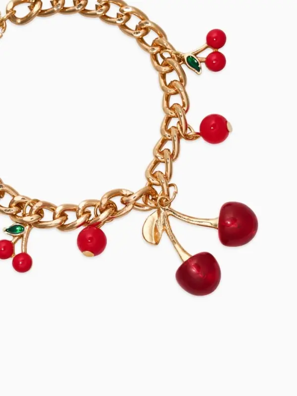 Браслет "Вишневый рай" на цепи, большая, цвет красный в золоте