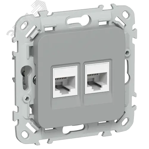FLITE Розетка 2-местная компьютерная RJ45 категория 5Е UTP РК5е-2-0-ФлС серый IEK