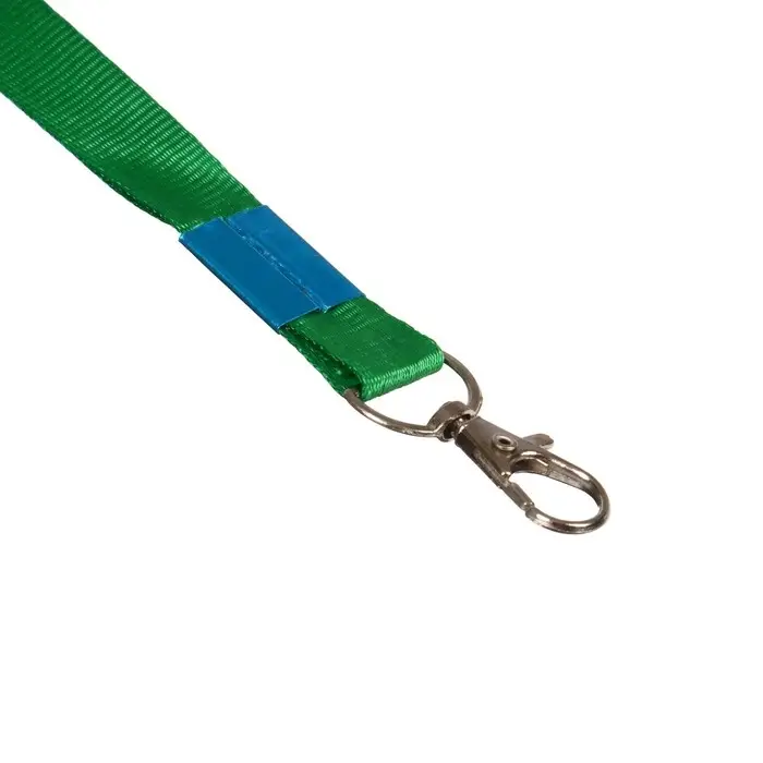 Лента для бейджа, 15 мм х 80 см, с металлическим карабином, зелёная