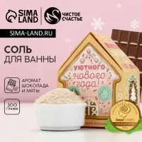 Соль для ванны с сухой пеной &laquo;Уютного Нового года&raquo;, 300 г, аромат шоколада и мяты, Чистое счастье
