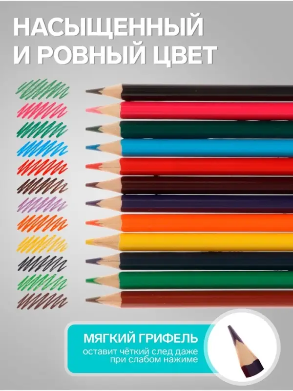 Карандаши Calligrata, цветные, акварельные, 12 цветов