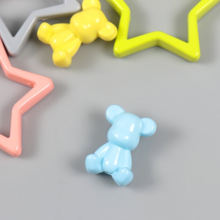 Бусина для творчества пластик Бусина для творчества пластик "Медведь и звезда. Конструктор" МИКС 4,4х4,4х0,7 см