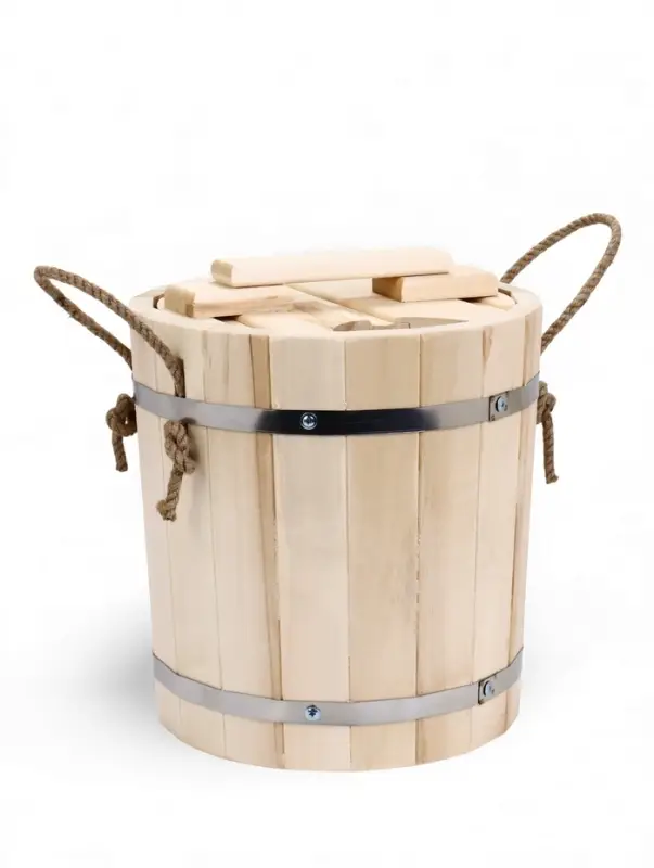 Запарник - ведро для бани и сауны, 9 л, липа, пластиковая вставка, с крышкой, &laquo;Добропаровъ&raquo;