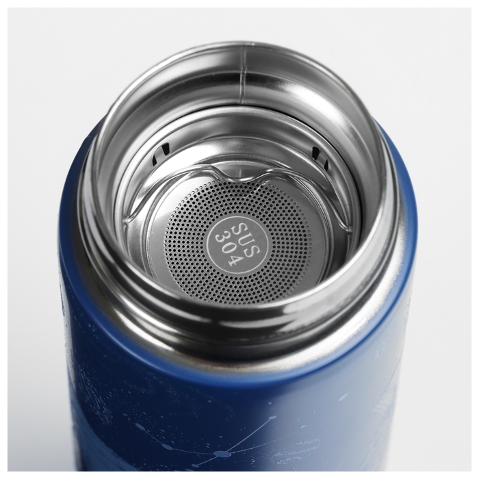 Термос с термометром РОСКОСМОС х ONLYTOP, 500 мл, цвет синий Термос с термометром РОСКОСМОС х ONLYTOP, 500 мл, цвет синий