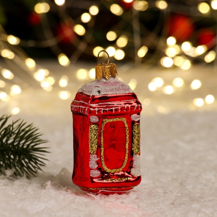 Ёлочное украшение Ёлочное украшение "Часы-тумба" красный,, в подарочной упаковке h-9см