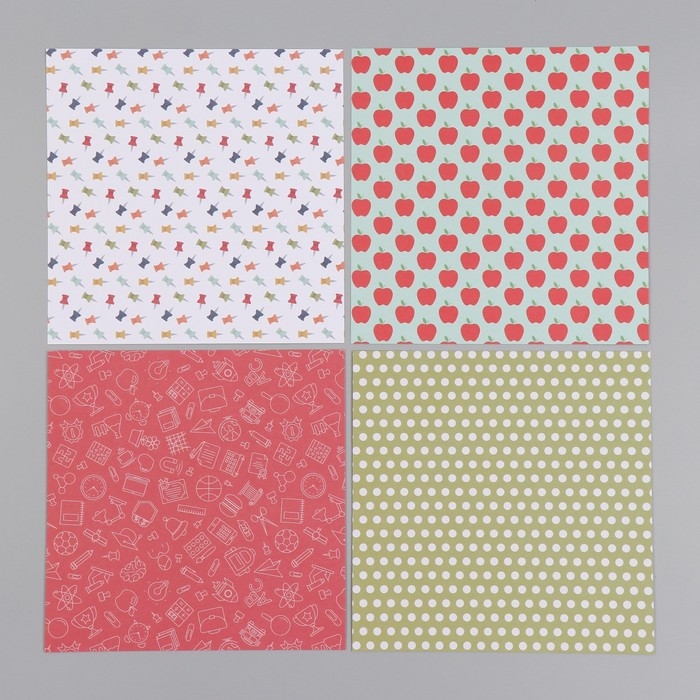 Набор бумаги для скрапбукинга 12 листов 12 дизайнов Набор бумаги для скрапбукинга 12 листов 12 дизайнов "Школьные будни" 160 гр 15,2х15,2 см