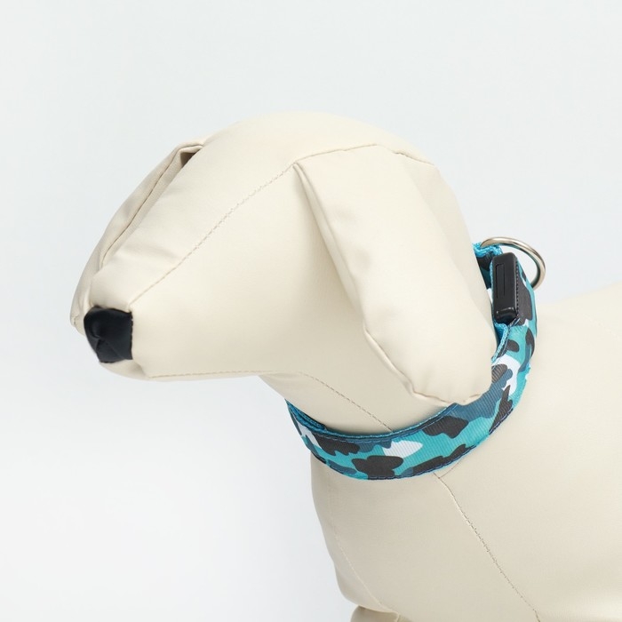 Ошейник с подсветкой Милитари 3 режима свечения размер S, ОШ 22-40 х 2,5 см синий Ошейник с подсветкой Милитари 3 режима свечения размер S, ОШ 22-40 х 2,5 см синий