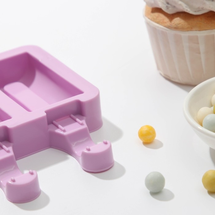 Форма для мороженого «Сицилия», силикон, 19,5×11 см, 4 ячейки (6,8×3,5 см), цвет МИКС Форма для мороженого «Сицилия», силикон, 19,5×11 см, 4 ячейки (6,8×3,5 см), цвет МИКС