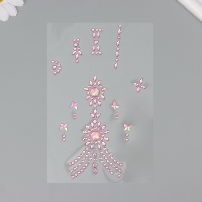 Наклейка пластик стразы Наклейка пластик стразы "Цветочный браслет" МИКС 12х20,3 см