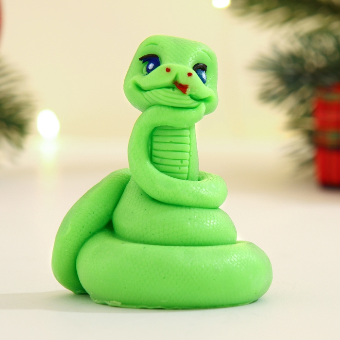 Новый год. Символ 2025. Фигурное мыло Новый год. Символ 2025. Фигурное мыло "Змейка Ёлочка" зеленое, 60г