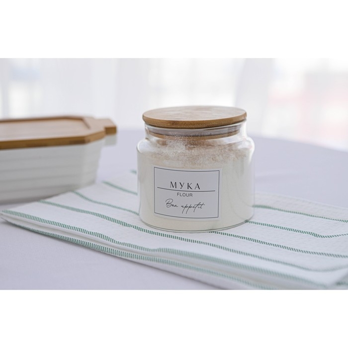 Банка стеклянная для хранения сыпучих продуктов BellaTenero «Эко», 750 мл, 12×10,5 см, с бамбуковой крышкой