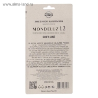 Карандаши акварельные Koh-I-Noor Mondeluz 3722, 12 штук, серая гамма, в металлическом пенале в блистере