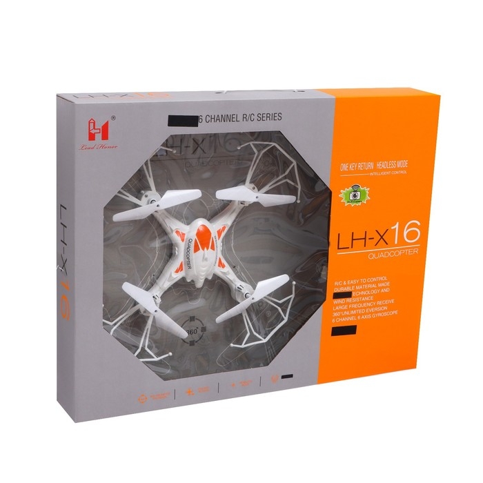 Квадрокоптер LH-X16WF, камера, передача изображения на смартфон, Wi-FI, цвет белый Квадрокоптер LH-X16WF, камера, передача изображения на смартфон, Wi-FI, цвет белый