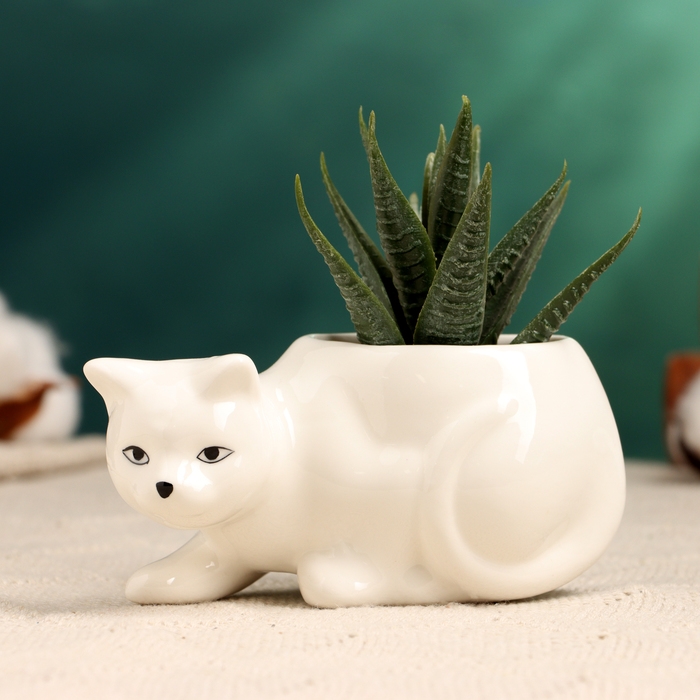Горшок  Горшок "Кошка Милка" белый, 11х5х5см