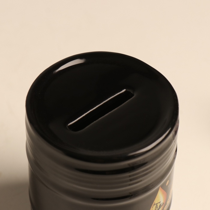 Копилка керамика Копилка керамика "Нефть - чёрное золото!" чёрная 6,5х6,5х9 см