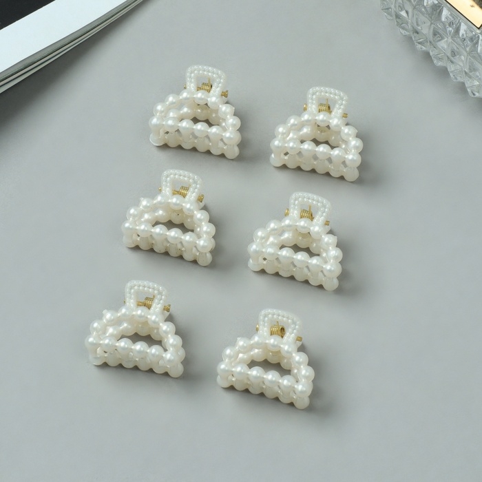 Краб для волос  Краб для волос "Авена" (набор 6 шт) дуга, 2,5 см, белый