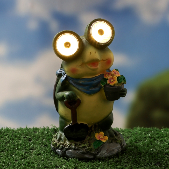 Садовый фонарь  Садовый фонарь "Лягушонок садовод" 7х8х15см