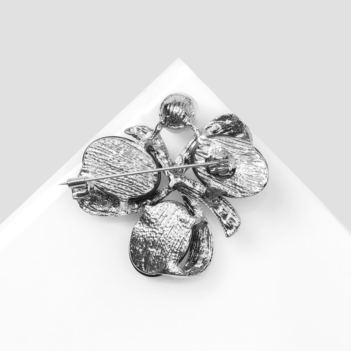 Брошь &laquo;Завиток&raquo; малахитовый, цвет бело-зелёный в серебре