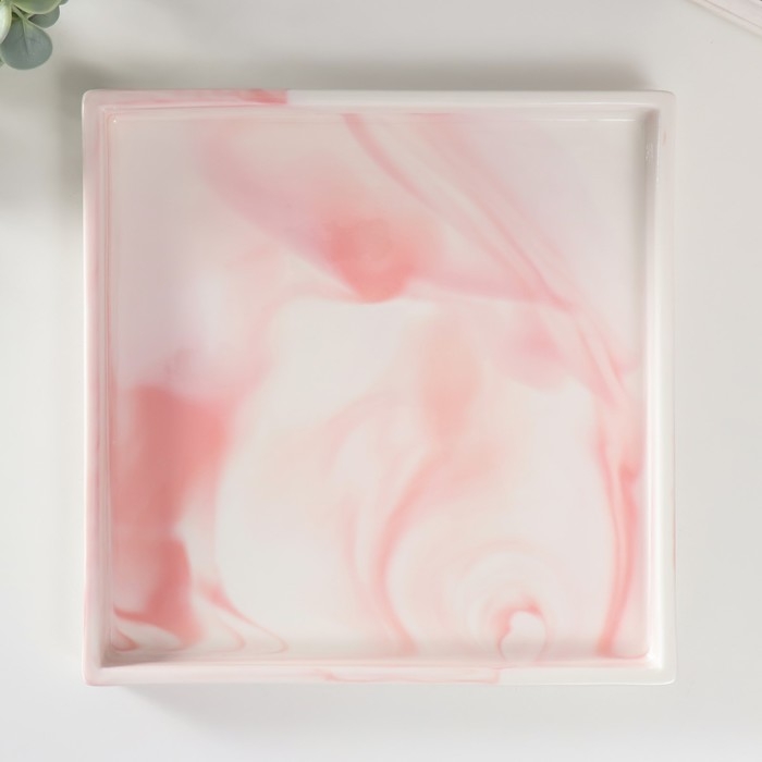 Подставка интерьерная керамика Подставка интерьерная керамика "Розовый мрамор" квадрат 30х30 см