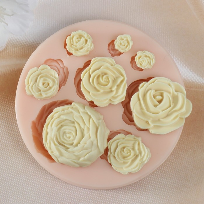 Молд силикон Молд силикон "Набор роз" 3,5х1 2,9х0,7 2,5х0,5 2,3х0,3 1,9х0,3 1,4х0,5 1,1х0,4