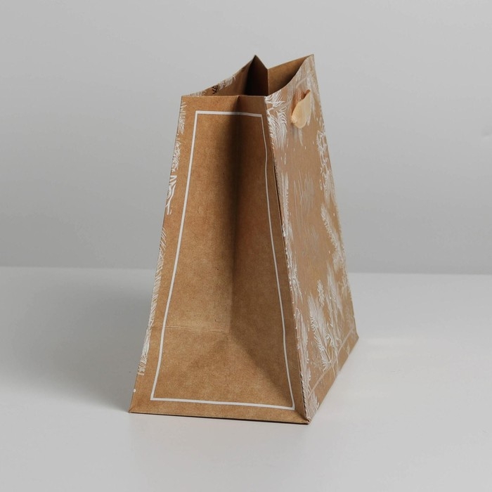 Пакет подарочный новогодний крафтовый горизонтальный «С Новым годом», MS 23 х 18 х 10 см, Новый год Пакет подарочный новогодний крафтовый горизонтальный «С Новым годом», MS 23 х 18 х 10 см, Новый год