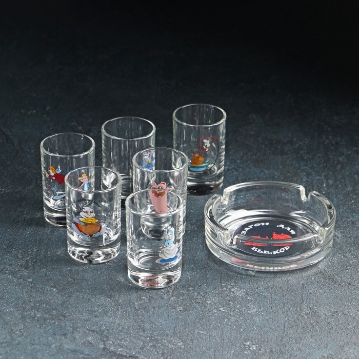 Набор «Приколы», 7 предметов: 6 стопок 50 мл, пепельница Набор «Приколы», 7 предметов: 6 стопок 50 мл, пепельница