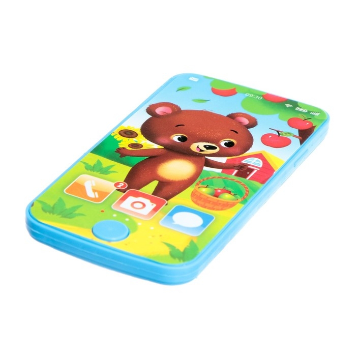 Телефон музыкальный &laquo;Мишка&raquo;, звук, цвет голубой