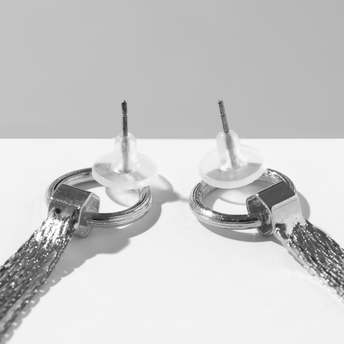 Серьги висячие «Водопад» кольцо, цвет серебро, 19,5 см Серьги висячие «Водопад» кольцо, цвет серебро, 19,5 см