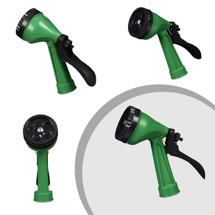 Шланг поливочный резиновый, 12 мм (1/2 Шланг поливочный резиновый, 12 мм (1/2"), 10 м, в текстильной оплётке, с поливочным пистолетом, цвет МИКС, Greengo