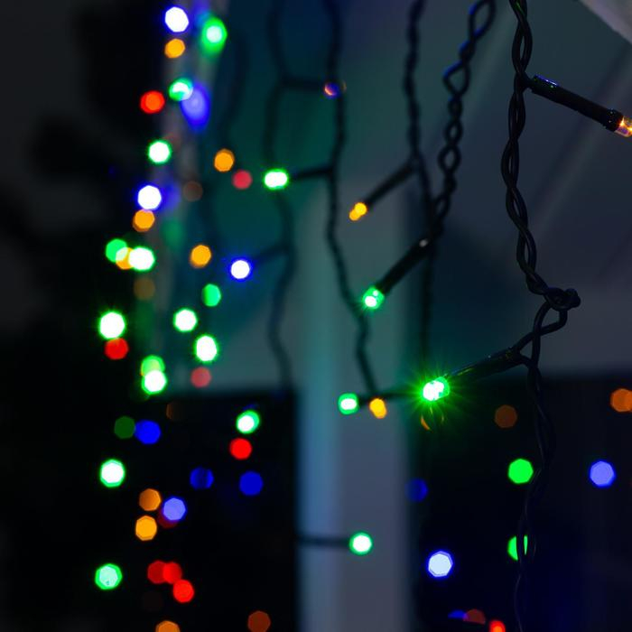Гирлянда «Бахрома» 3 × 0.6 м, IP44, УМС, тёмная нить, 160 LED, свечение мульти, 220 В Гирлянда «Бахрома» 3 × 0.6 м, IP44, УМС, тёмная нить, 160 LED, свечение мульти, 220 В
