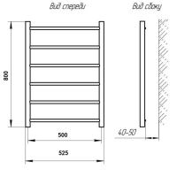 Полотенцесушитель электрический ТЕРА "Мост", 500х800 мм, 6 перекладин