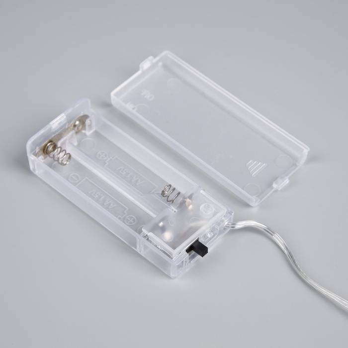 Гирлянда «Нить» роса 5 см, с насадками «Вспышка», IP20, серебристая нить, 10 LED, батарейки ААх2 (не в комплекте), свечение тёплое белое Гирлянда «Нить» роса 5 см, с насадками «Вспышка», IP20, серебристая нить, 10 LED, батарейки ААх2 (не в комплекте), свечение тёплое белое