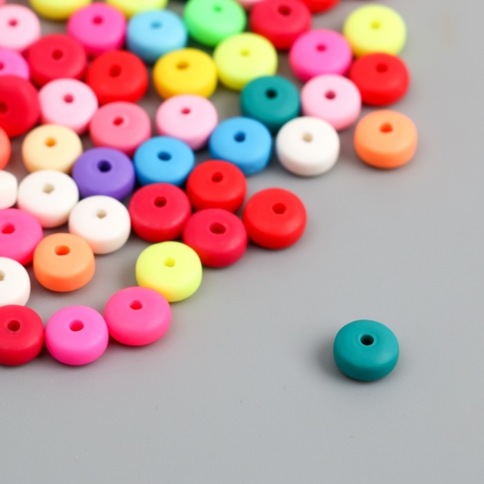 Бусины для творчества PVC Бусины для творчества PVC "Колечки. Яркий микс" набор 112 шт 0,7х0,7х0,3 см