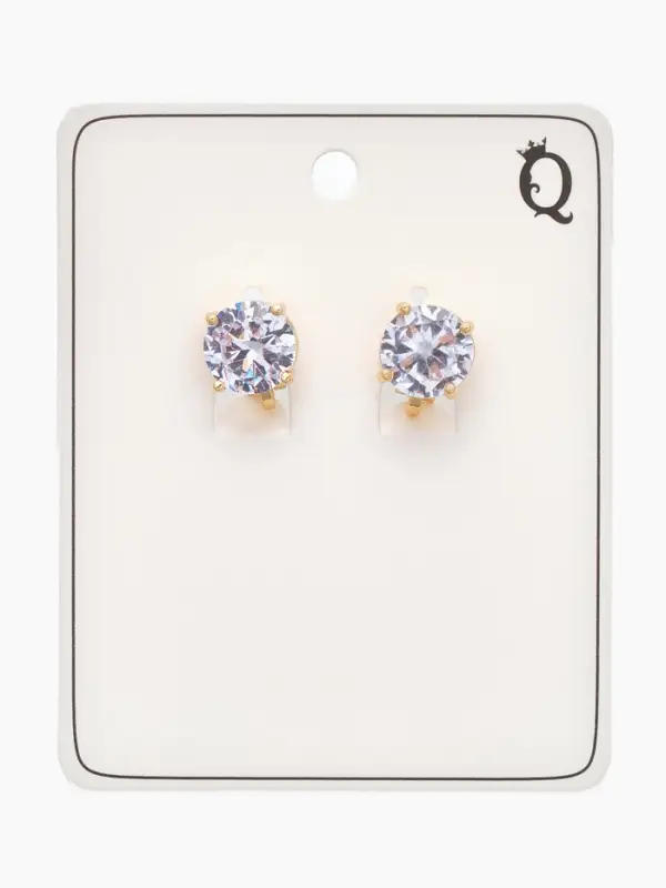 Серьги клипсы для ушей QF &laquo;Вечеринка&raquo;, крупные, белая в золоте