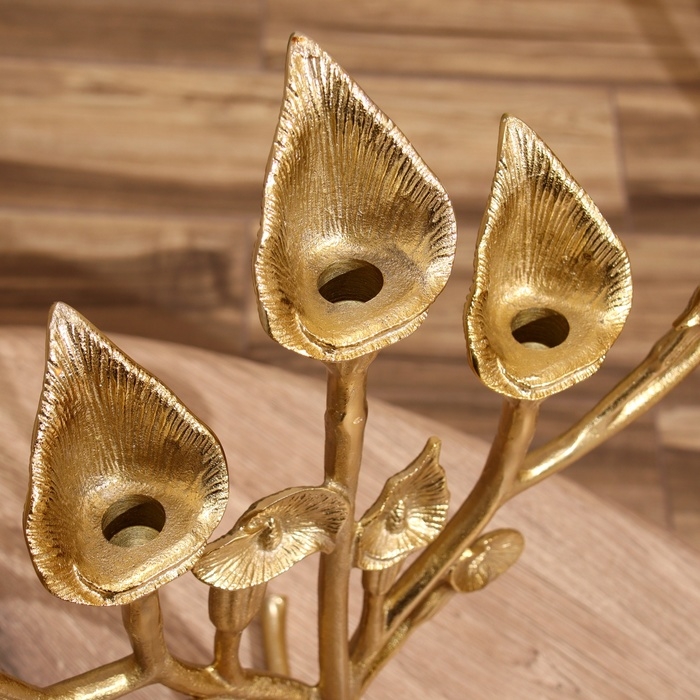 Подсвечник на 5 свечей  Подсвечник на 5 свечей "Цветы" алюминий 47х25х46 см