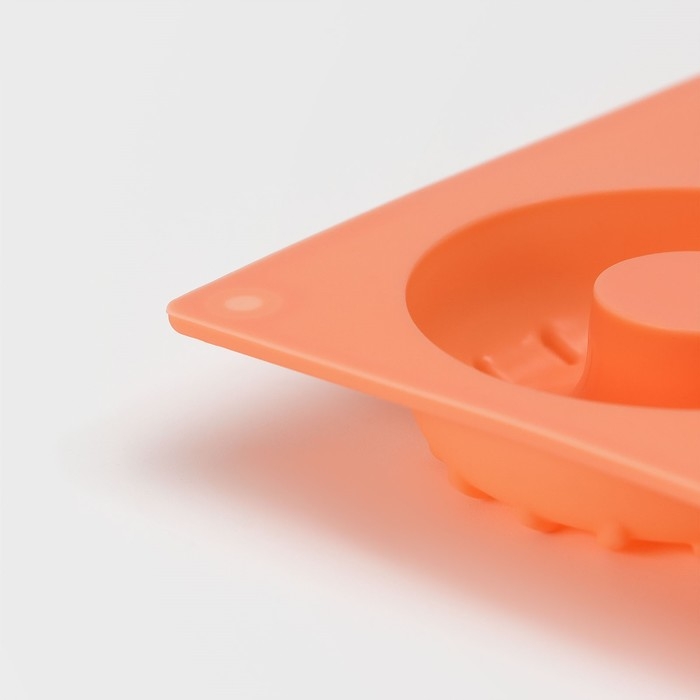 Форма для выпечки Доляна &laquo;Сладости.Пончики с кунжутом&raquo;, силикон, 28,5&times;17 см, 8 ячеек (d=6,3 см), цвет оранжевый