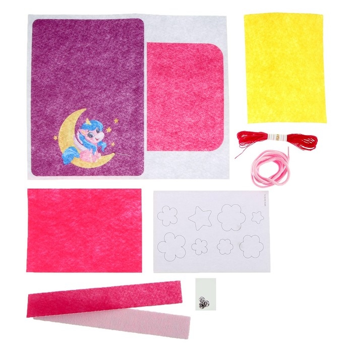 Набор для создания сумки из фетра «Единорог» с термонаклейкой Набор для создания сумки из фетра «Единорог» с термонаклейкой