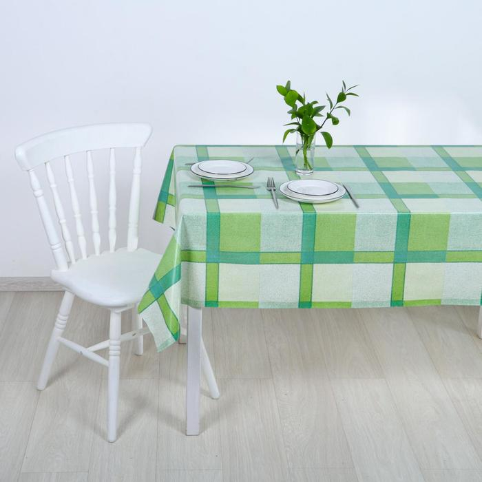 Клеёнка столовая на нетканой основе «Клетка зелёная», ширина 125 см, рулон 25 м