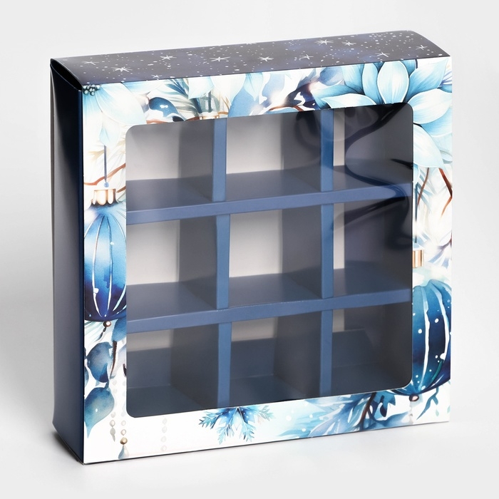 Новый год. Коробка под 9 конфет "Мир полон чудес", 13,8 х 13,8 х 3,8 , кондитерская упаковка