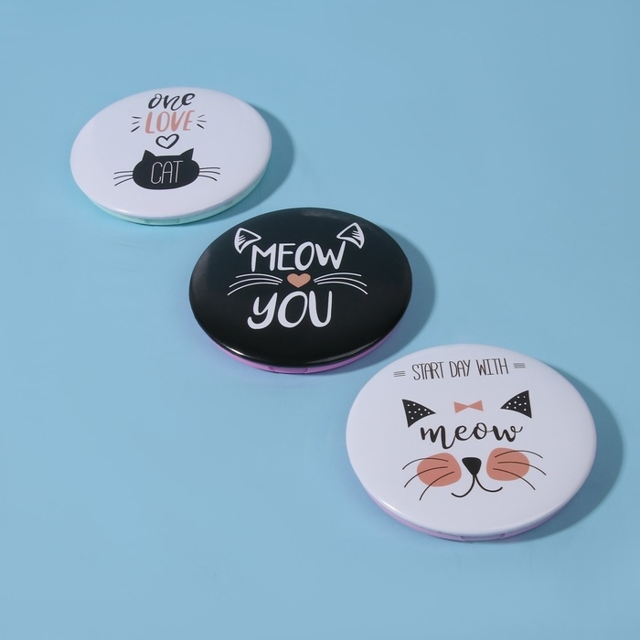 Зеркало складное «Кис-кис», d = 7,5 см, рисунок МИКС