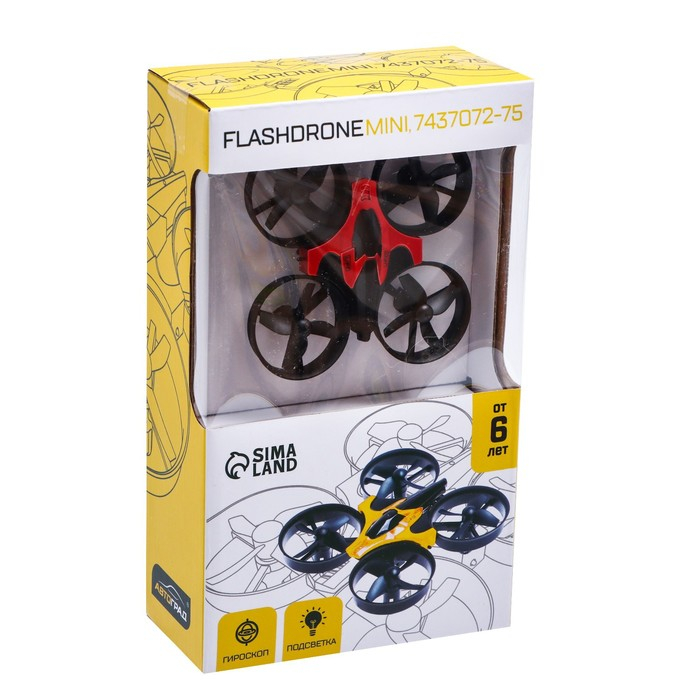 Квадрокоптер радиоуправляемый Flashdrone, работает от аккумулятора, цвет красный Квадрокоптер радиоуправляемый Flashdrone, работает от аккумулятора, цвет красный