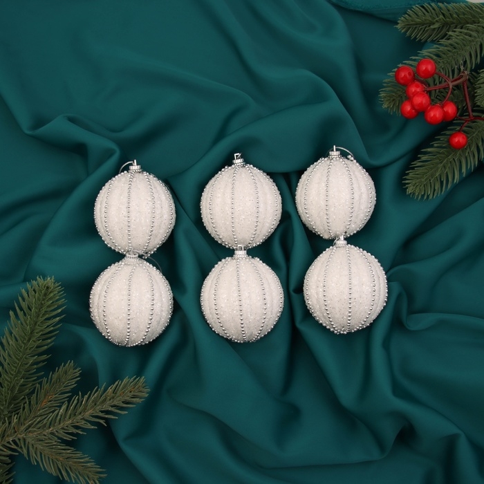 Набор шаров пластик d-6 см, 6 шт Набор шаров пластик d-6 см, 6 шт "Брэм" белый