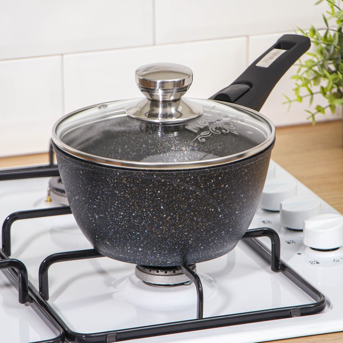 Ковш «Гранит Stаr», 1,7 л, съёмная ручка, стеклянная крышка, антипригарное покрытие, цвет тёмно-синий Ковш «Гранит Stаr», 1,7 л, съёмная ручка, стеклянная крышка, антипригарное покрытие, цвет тёмно-синий