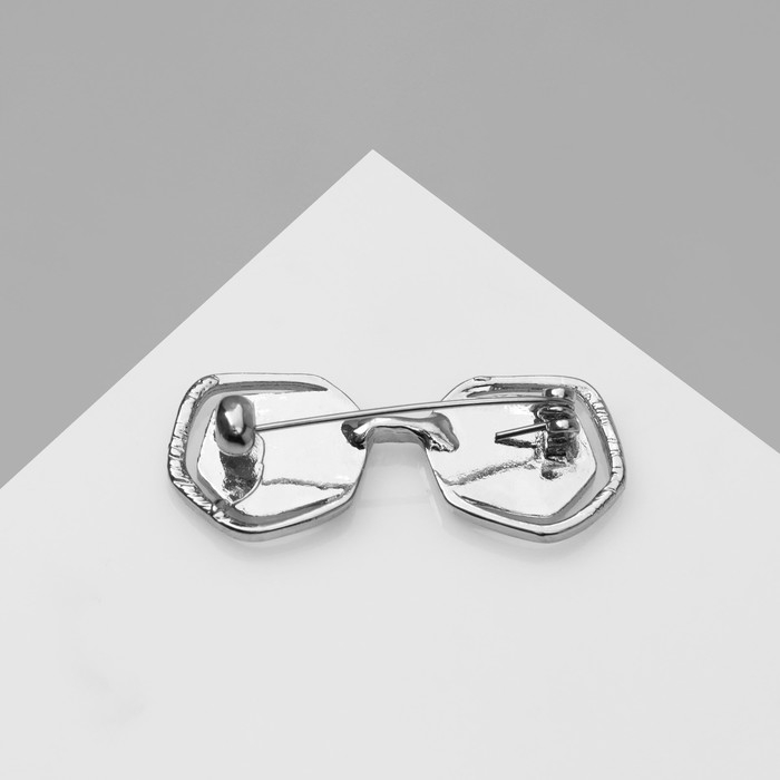 Брошь «Очки» гламур, акрил серый, цвет белый в серебре Брошь «Очки» гламур, акрил серый, цвет белый в серебре
