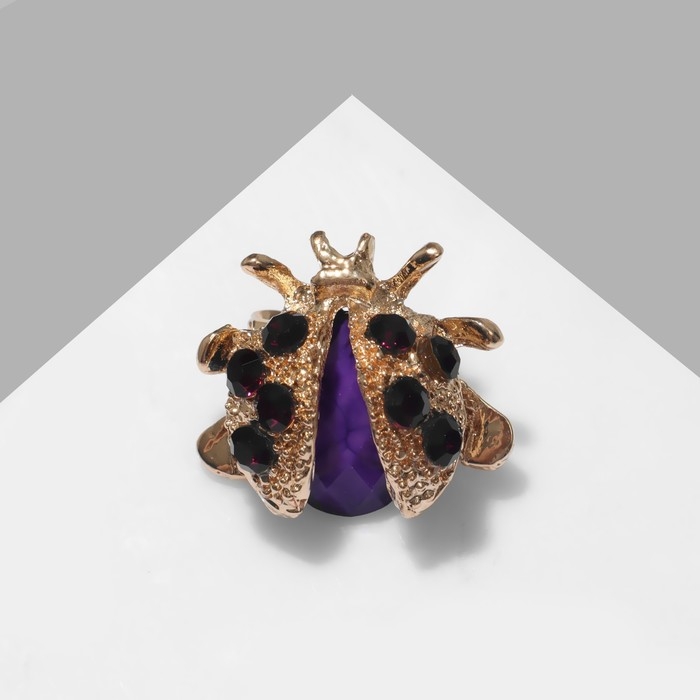 Брошь «Божья коровка» мини, цвет фиолетовый в золоте Брошь «Божья коровка» мини, цвет фиолетовый в золоте