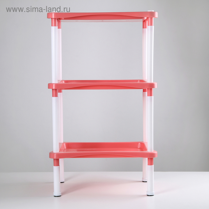 Этажерка напольная с полками 3-х секционная Krita, цвет коралловый Этажерка напольная с полками 3-х секционная Krita, цвет коралловый