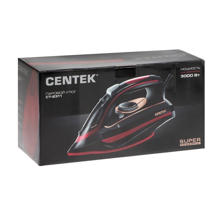 Утюг Centek CT-2311, 3000 Вт, 450мл, керамика, капля-стоп, антинакипь, самоочистка, красный Утюг Centek CT-2311, 3000 Вт, 450мл, керамика, капля-стоп, антинакипь, самоочистка, красный